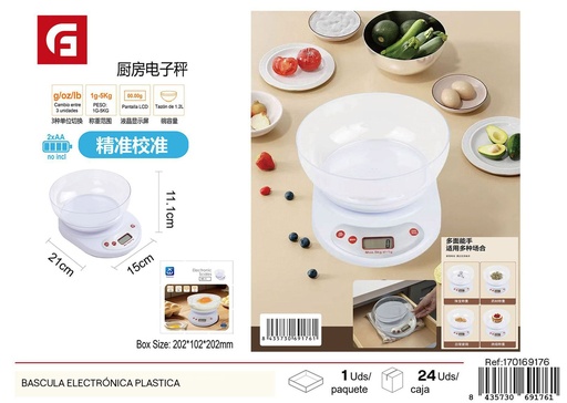 [170169176] Báscula electrónica plástica - Utensilios de cocina y medición