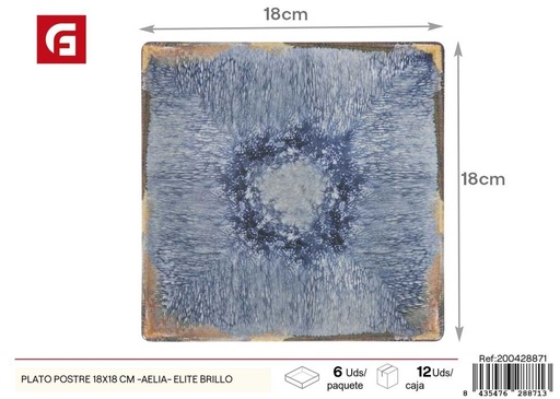 [A003144] Plato postre 18x18 cm brillo (serie Aelia) - Vajilla decorativa