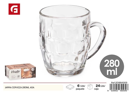 [201884569] Jarra de cerveza 280 ml con asa - Vajilla de vidrio