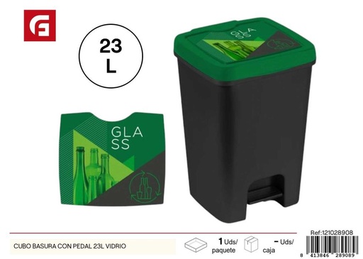 [121028908] Cubo de basura con pedal 23L vidrio - Artículos de hogar