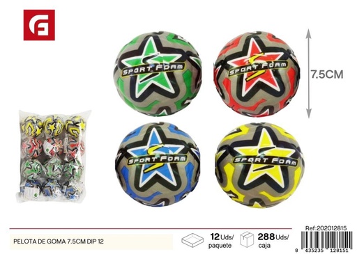 [202012815] Pelota de goma 7.5 cm pack de 12 - Juguetes y juegos