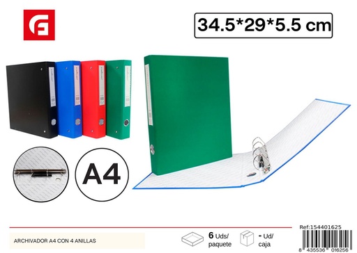 [154401625] Archivador A4 con 4 anillas - Material de oficina
