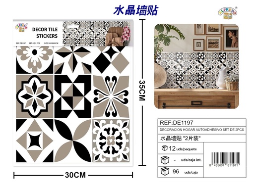 [DE1197] Decoración para hogar autoadhesivo set de 2 piezas 30x30 cm - Decoración y diseño