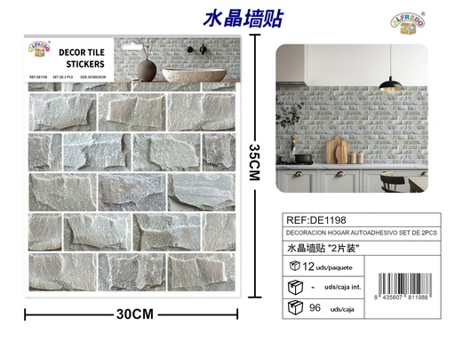 [DE1198] Decoración para hogar autoadhesivo set de 2 piezas 30x30 cm - Decoración y diseño