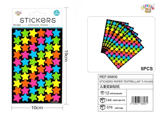 [88806] Stickers de papel "Estrellas" 5 hojas 10x19 cm