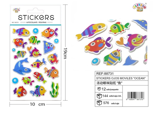 [88731] Stickers ojos móviles "Océano" 10x19 cm
