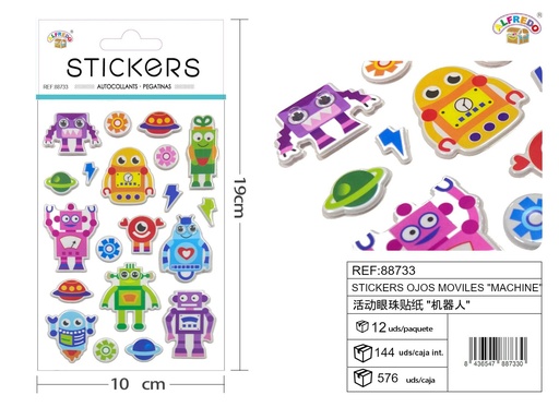 [88733] Stickers ojos móviles "Máquina" 10x19 cm
