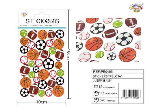 [PE0496] Stickers "Pelota" 10x19 cm