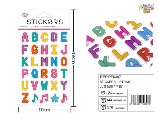 [PE0397] Stickers "Letras" 10x19 cm