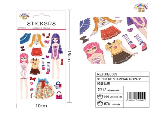 [PE0589] Stickers "Cambiar ropas" 10x19 cm