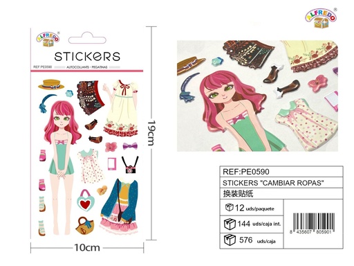 [PE0590] Stickers "Cambiar ropas" 10x19 cm