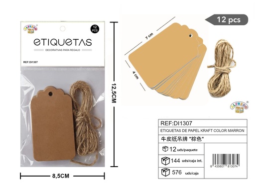 [DI1307] Etiquetas de papel Kraft color marrón rectangulares 10,5x10,5 cm