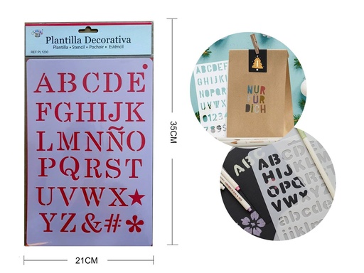 [PL1200] Plantilla decorativa "Letras mayúsculas" 21x35 cm