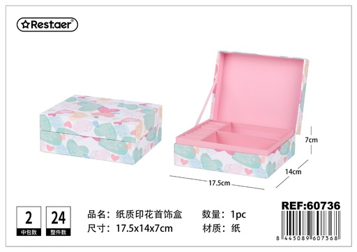 [60736] Caja joyero con estampado 17,5x14x7 cm