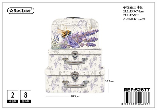 [52677] Set de 3 cajas manuales en papel 28.5x20.3x10.7 cm - Almacenamiento de regalos