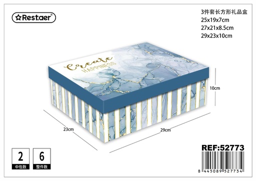 [52773] Set de 3 cajas rectangulares impresas 29x23x10 cm - Almacenamiento de regalos