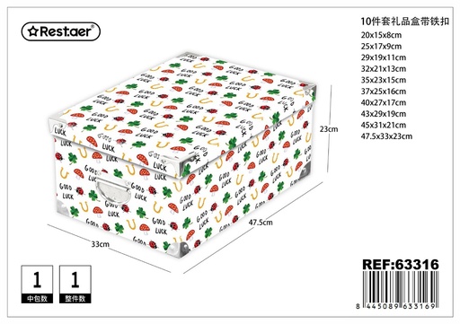 [63316] Caja en papel con hebillas metálicas set de 10 piezas 47.5x33x23 cm - Almacenamiento y organización