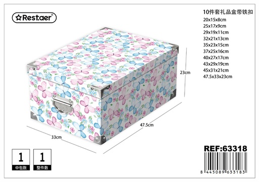 [63318] Caja en papel con hebillas metálicas set de 10 piezas 47.5x33x23 cm - Almacenamiento y organización