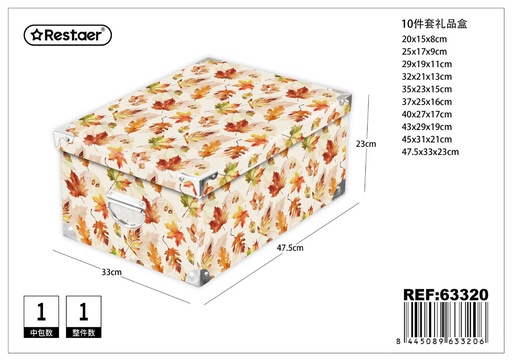[63320] Caja en papel con hebillas metálicas set de 10 piezas 47.5x33x23 cm - Almacenamiento y organización