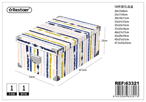 [63321] Caja en papel con hebillas metálicas set de 10 piezas 47.5x33x23 cm - Almacenamiento y organización