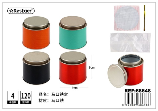 [68648] Caja de metal colorida φ9x9 cm - Accesorios de almacenamiento