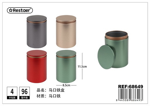 [68649] Caja de metal colorida φ8.5x11.5 cm - Accesorios de almacenamiento