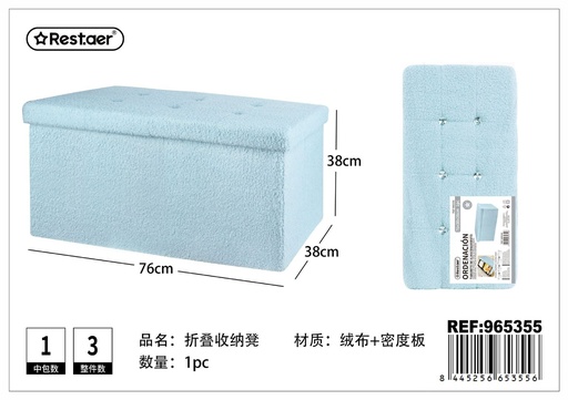 [965355] Taburete de almacenamiento rectangular plegable de terciopelo 76x38x38 cm - Muebles y organización del hogar
