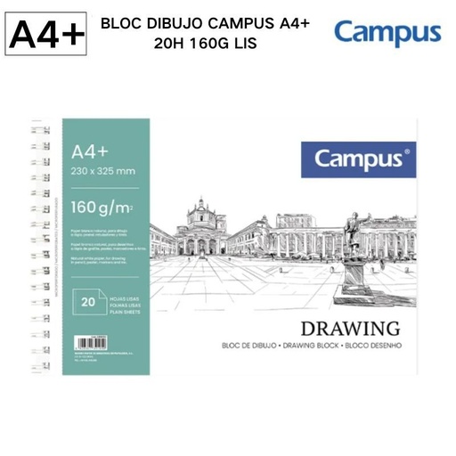 [A002678] BLOC DIBUJO CAMPUS A4+ 20H 160G LIS - Libreta especializada para proyectos artísticos