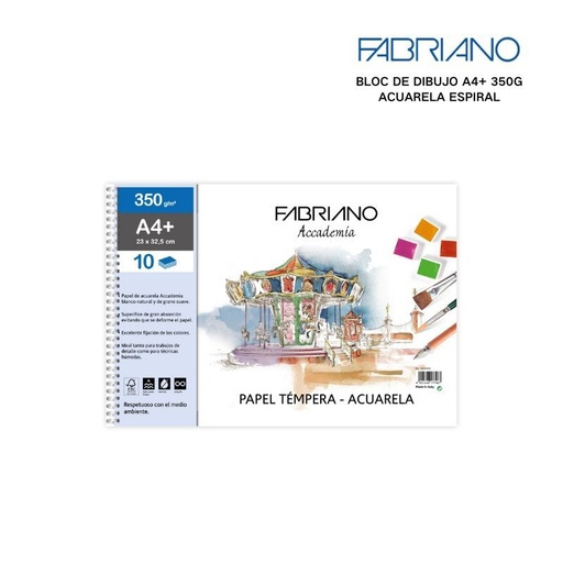 [A002682] BLOC DE DIBUJO ACUARELA ESPIRAL A4+ 10H 350G - Cuadernos para pintura