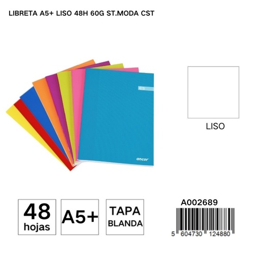 [A002689] Libreta A5+ 48 hojas 60g - Artículos de papelería