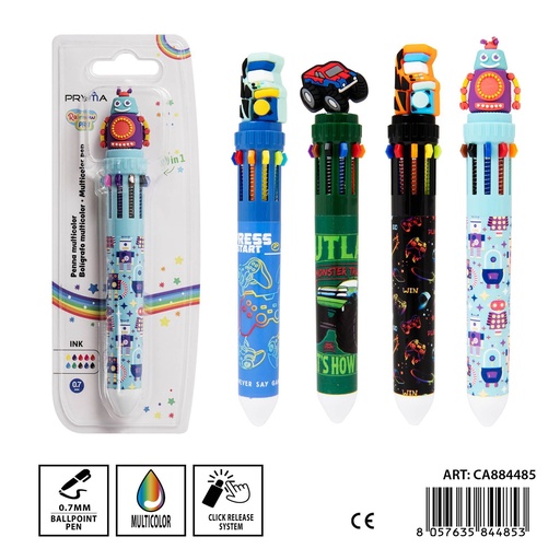 [0234590] Bolígrafo de 10 colores 0.7 mm - Instrumento de escritura multicolor