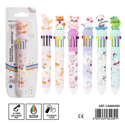 [0234593] Bolígrafo de 10 colores 0.7 mm - Instrumento de escritura multicolor