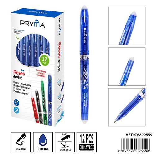 [0239217] Bolígrafo borrable doble goma 0.7 mm azul - Herramientas de escritura