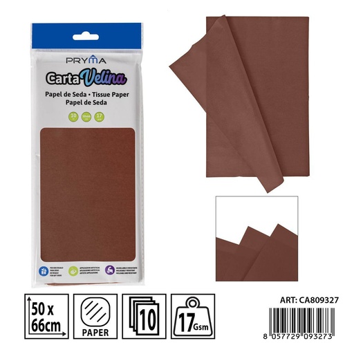 [0238224] Papel de seda marrón 50x66 cm 10FF - Material de manualidades
