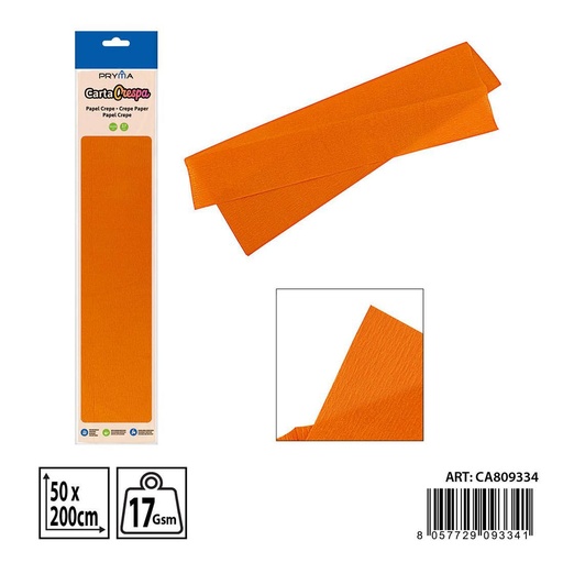 [0238231] Papel crepe naranja 50x200cm - Materiales para manualidades y decoración