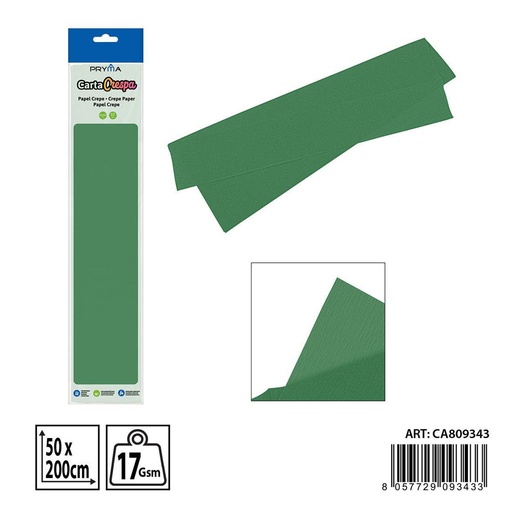[0238240] Papel crepe verde oscuro 50x200cm - Materiales de manualidades y papelería