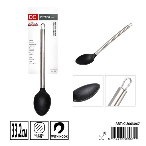 [0239887] Cucharón de silicona/acero 33.2x6.2cm - Utensilios de cocina funcionales