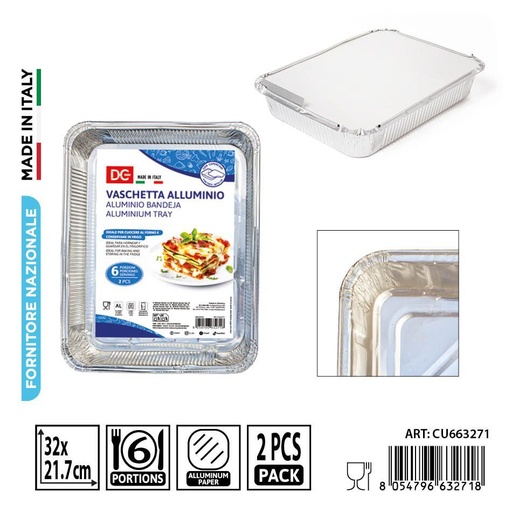 [0242024] Bandeja de aluminio con tapa 6 porciones 2 piezas - Accesorios de cocina y desechables