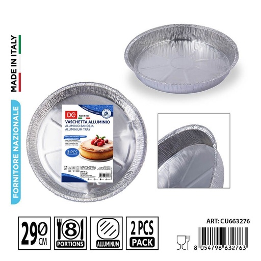 [0242029] Bandeja de aluminio para pastel 8 porciones 2 piezas 29 cm - Accesorios de cocina y desechables