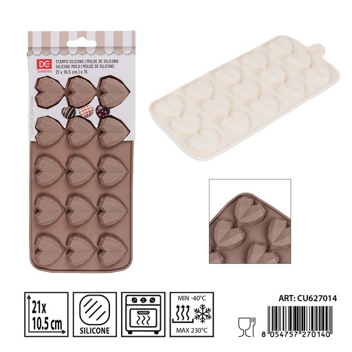 [0233973] Molde de silicona corazones 21x10.5 cm - Utensilios de cocina y repostería