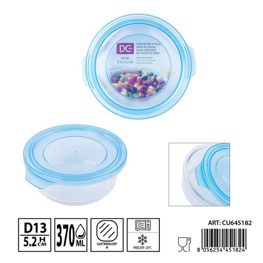 [0238481] Táper de cristal redondo 370ml 13x5.2cm - Recipientes de almacenamiento en vidrio