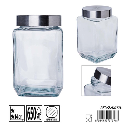 [0236267] Bote de vidrio con tapa 650ml - Envases de almacenamiento y tarros decorativos