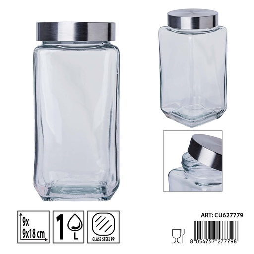 [0236268] Bote de vidrio con tapa 1L - Envases de almacenamiento y tarros decorativos
