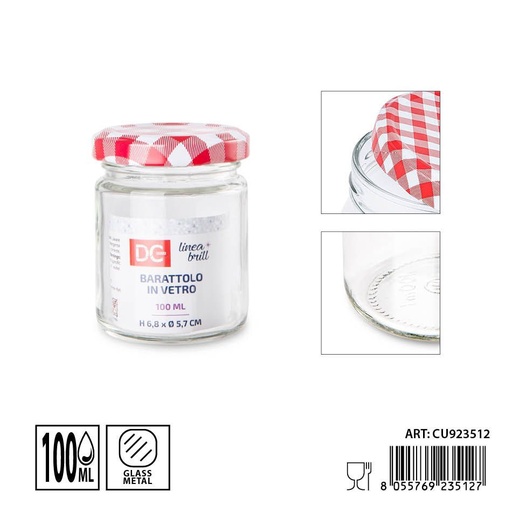 [0222375] Tarros de vidrio con tapa 100ml - Envases de almacenamiento para cocina