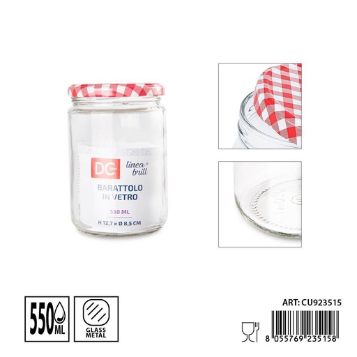 [0222378] Tarros de vidrio con tapa 550ml - Envases de almacenamiento y organización