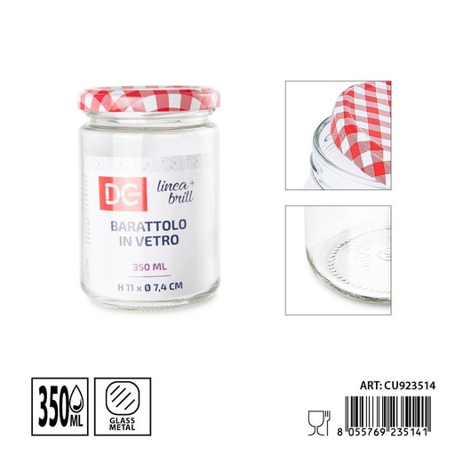 [0222377] Tarros de vidrio con tapa 350ml - Envases de almacenamiento y organización