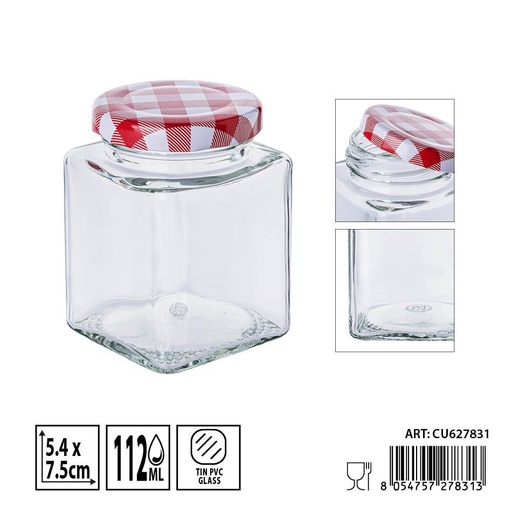 [0236238] Bote de vidrio con tapa 112ml - Envases de almacenamiento y especieros