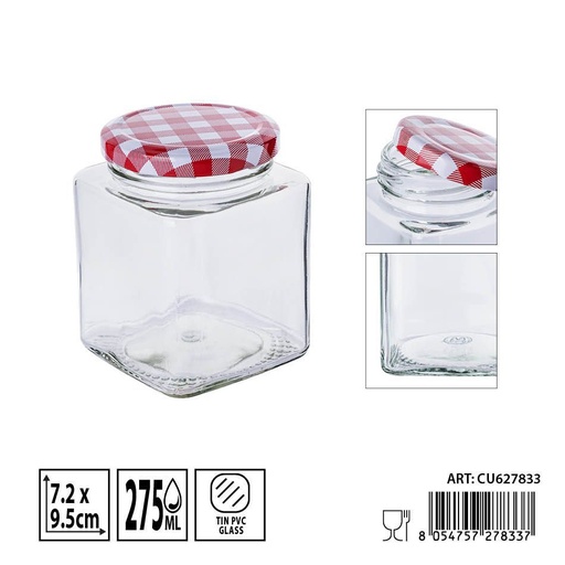 [0236240] Bote de vidrio con tapa 275ml - Envases de almacenamiento y especieros