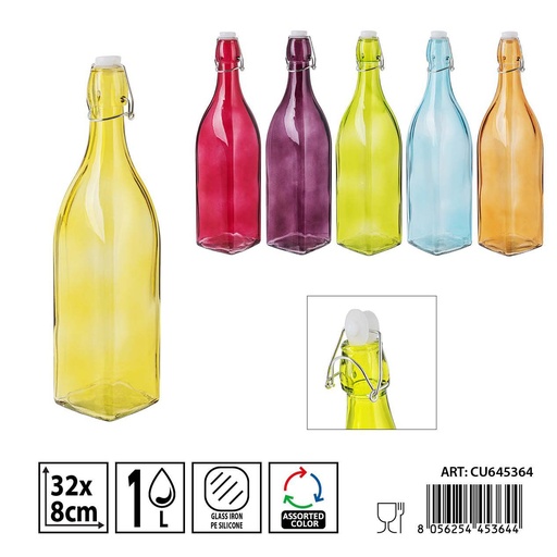 [0239073] Botella de cristal de color 1L - Botellas decorativas y funcionales