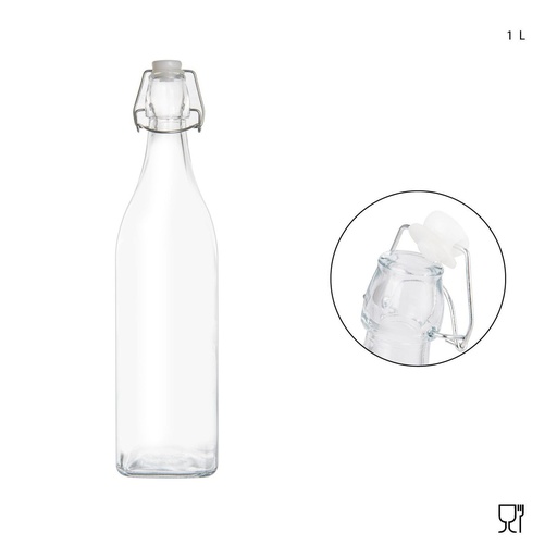 [0221793] Botella de vidrio hermético 1L - Envases de almacenamiento seguros